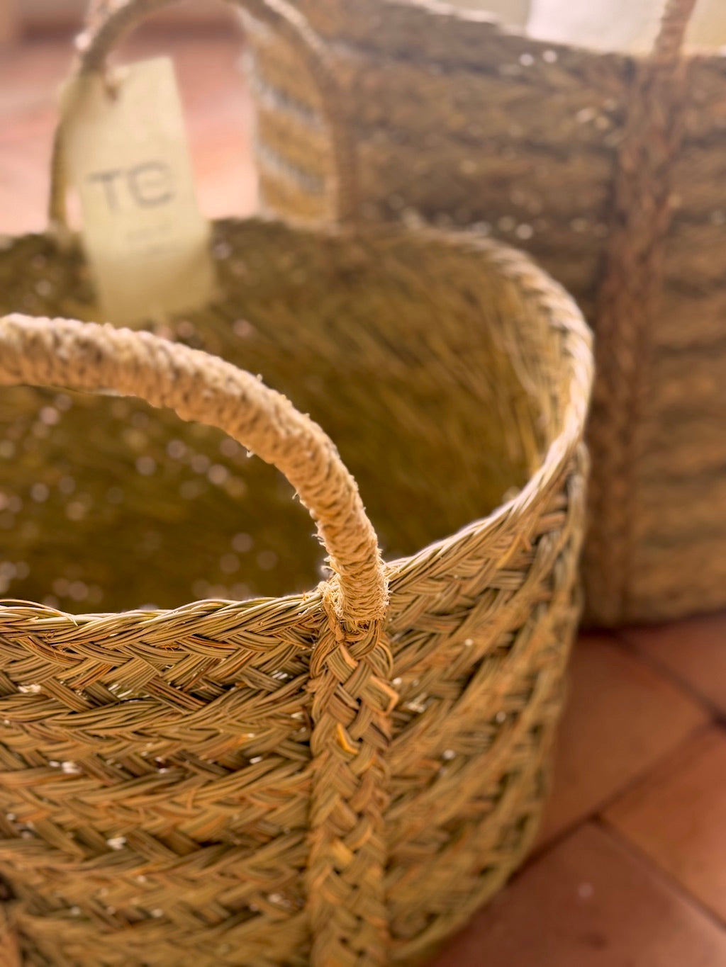Cesto Artesano Esparto Redondo Asa