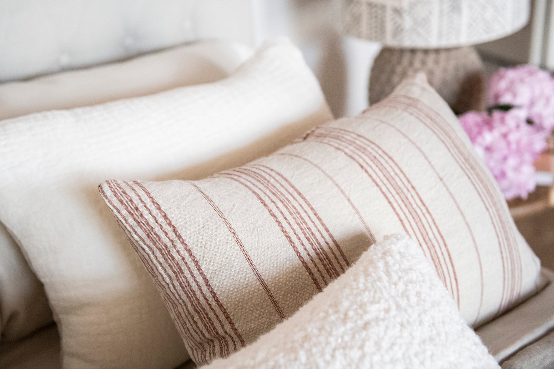 Dormitorio Cojines De Almohadas Cojín Artesano Raya Colchoneta Teja