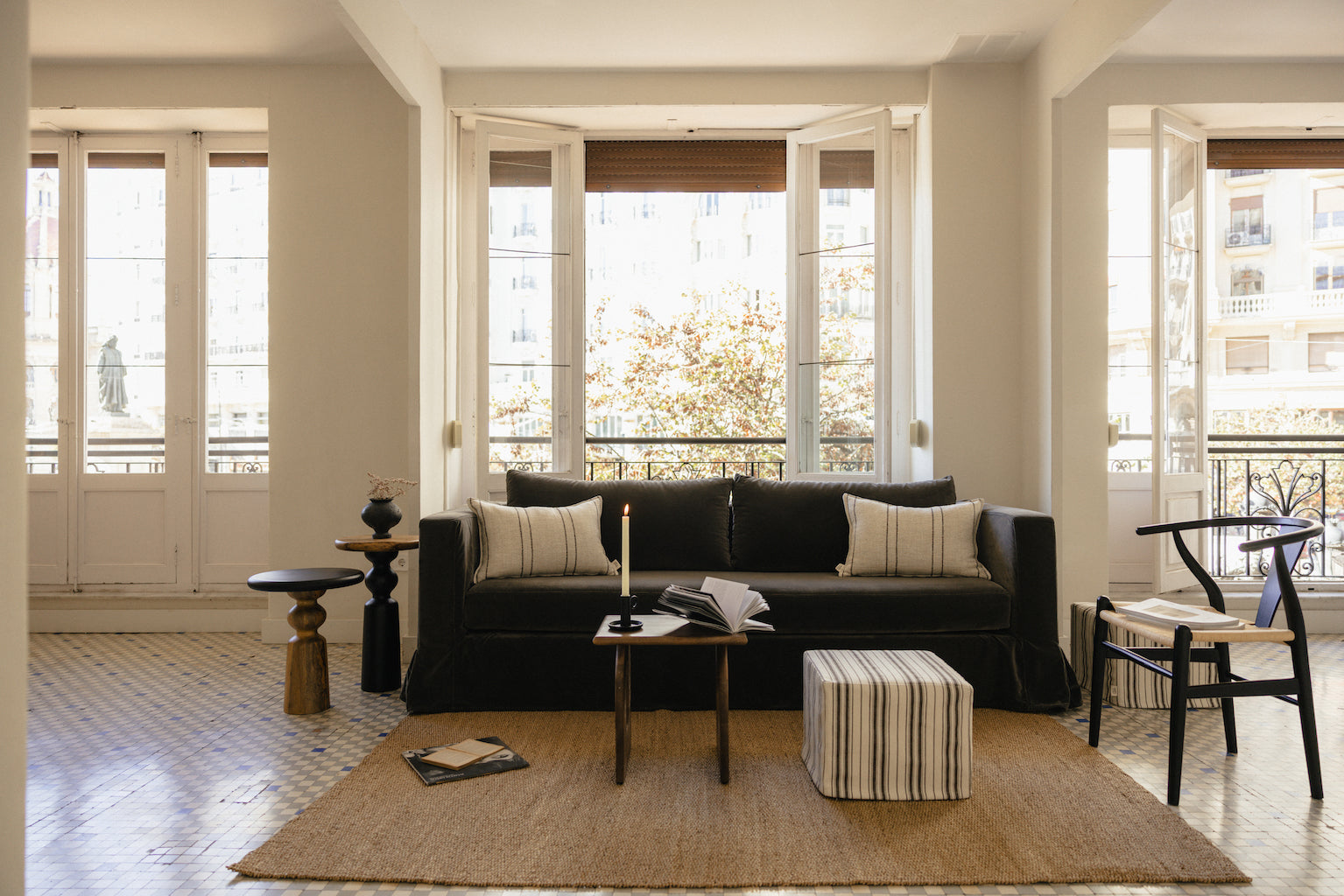 Cojín Raya Antracita con pestaña