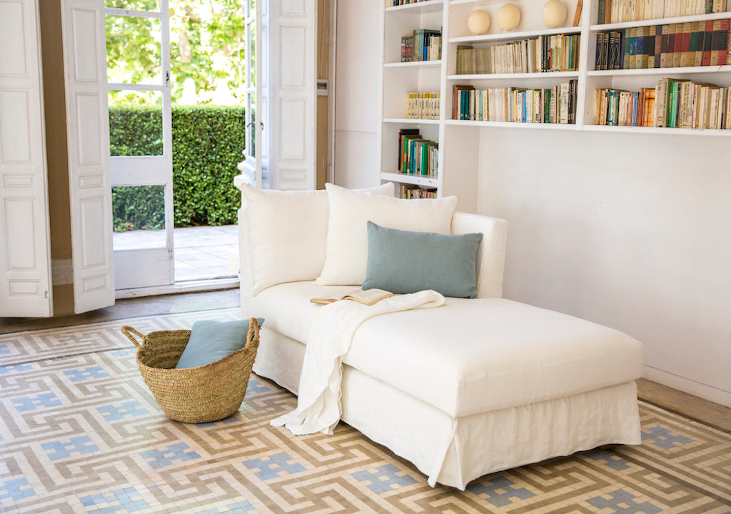 Chaise Longue Artesana Roma 180x95x70cm | Blanco, Natural y Tierra